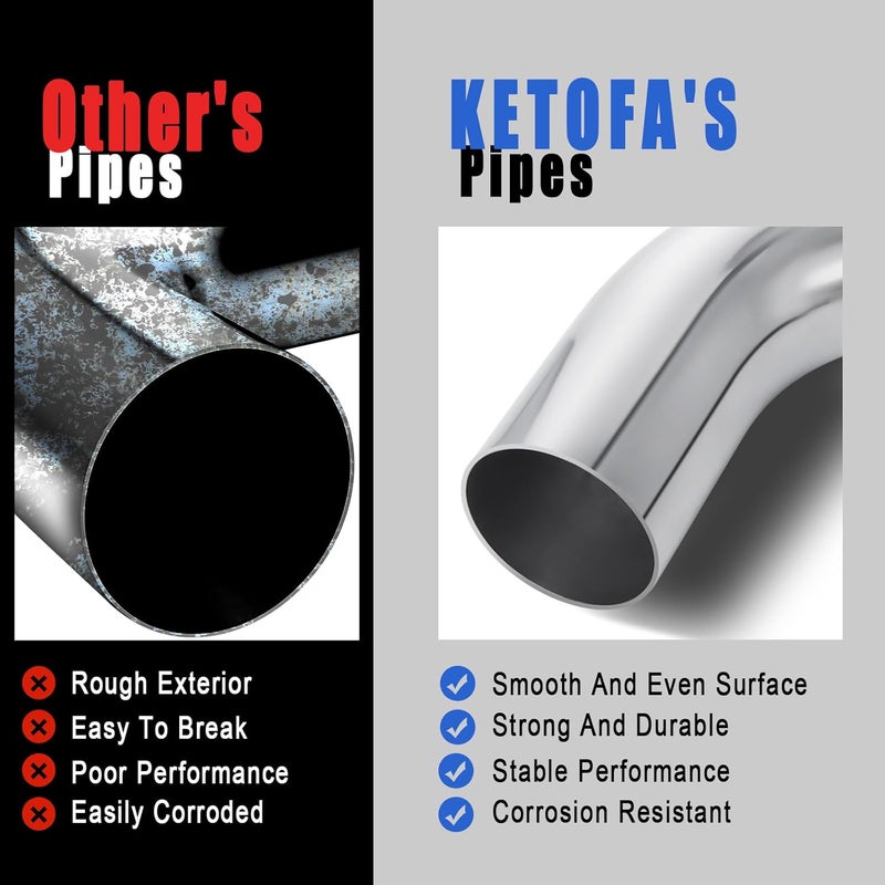 Ketofa 3.5Inch (89mm) OD, Leg Length 4" (100mm), 45 Degree Bend Elbow 3.5" Aluminum Pipe Tube Intercooler Pipe Piping Air Intake Tube, High Class Brushed Finish - Image 4